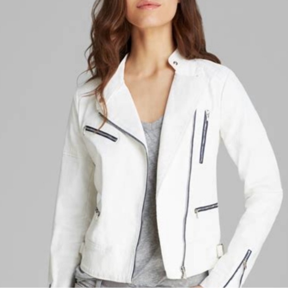 7 For All Mankind White Moto Jacket